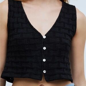 Madewell Black Crop Buttoned Tank Top